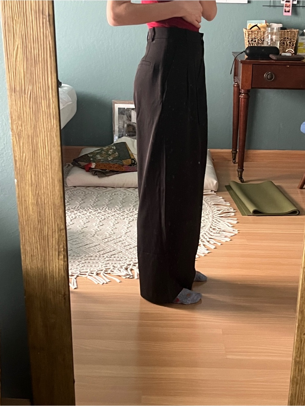 H&M black high rise wide leg dress pants XS